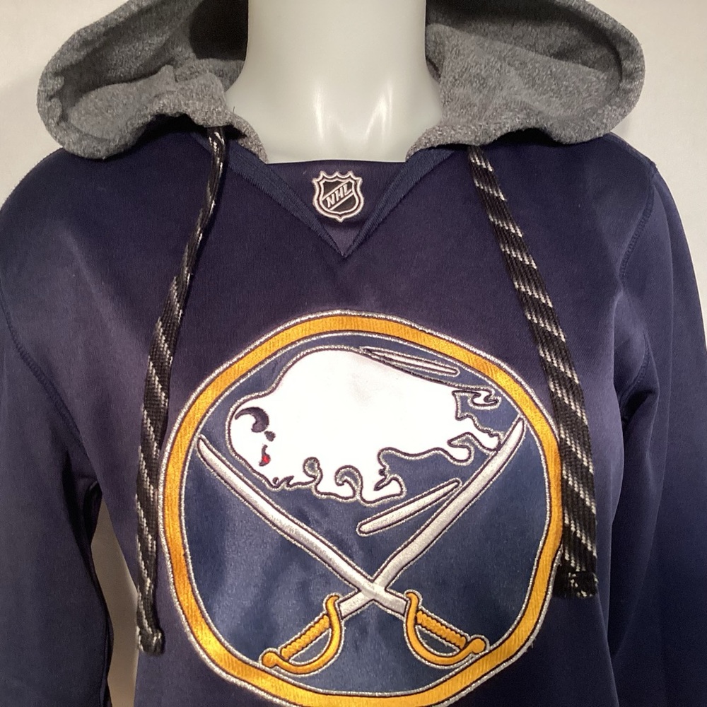 Reebok NHL Buffalo Sabers Hockey Jersey Hoodie Women’s Size Medium - Picture 2 of 14